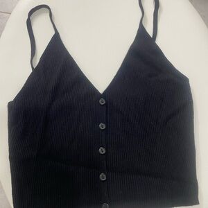 Iris Black Fitted crop tank